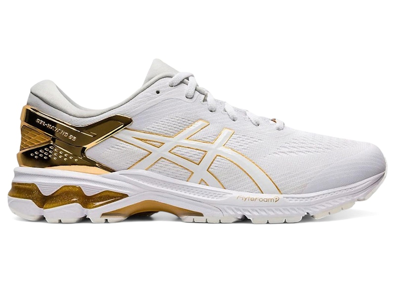 Men's ASICS GelKayano 26 Sneakers in White/Pure Gold