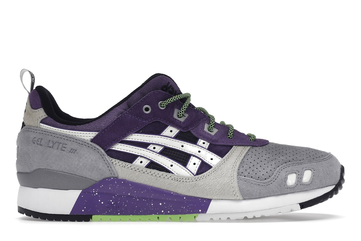 Pre-owned Asics Gel-lyte Iii Og Sneaker Freaker Atmos Alley Cats In Grey/purple/neon Green