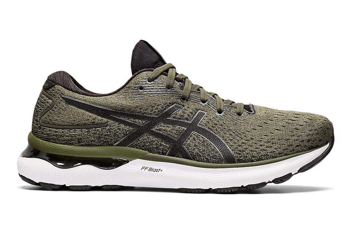 Click to view more detailed imagery on our partner's website Pre-owned Asics Gel-nimbus 24 Olive Canvas Gunmetal In Olive Canvas/gunmetal
