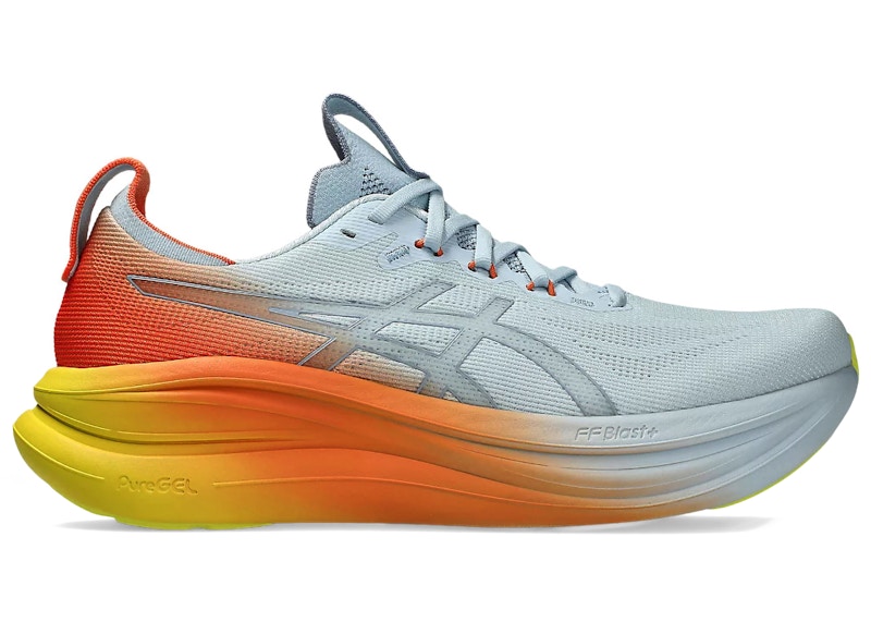 Men's ASICS GelNimbus 28 Sunny Sizzle Sneakers in Sky Blue/Sun Peach