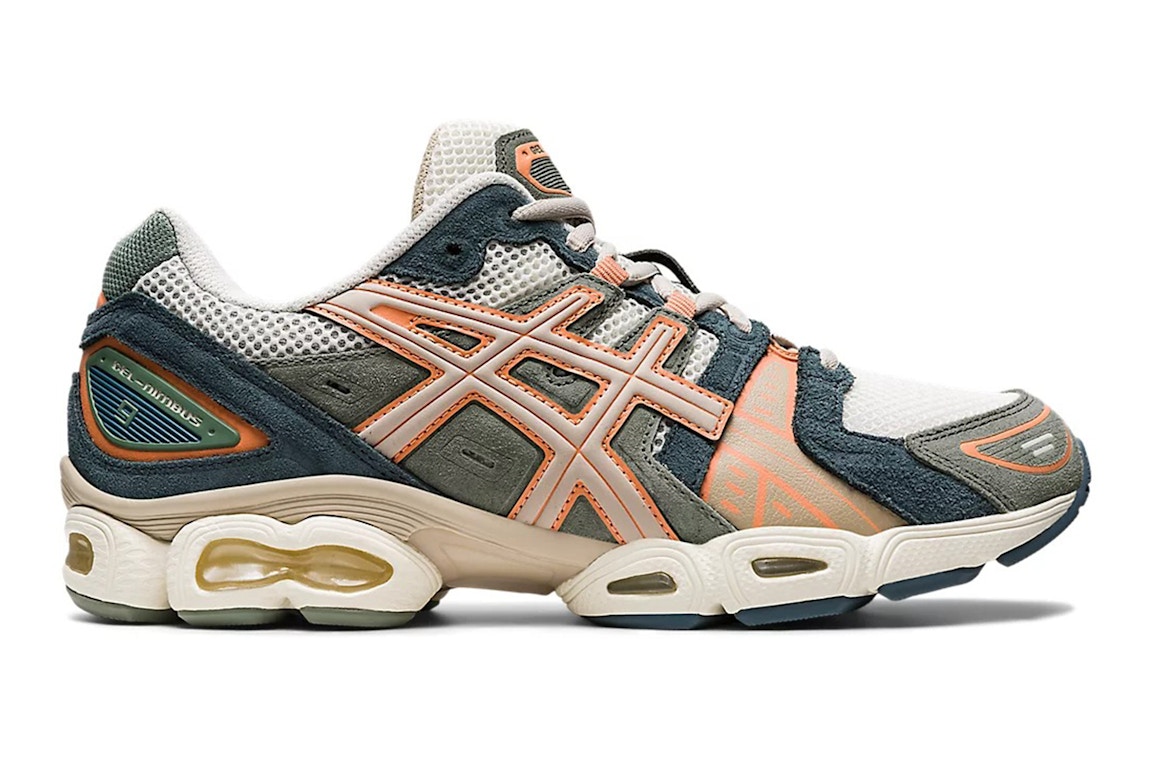 Click to view more detailed imagery on our partner's website Pre-owned Asics Gel-nimbus 9 Cream Green Orange In Cream/feather Grey