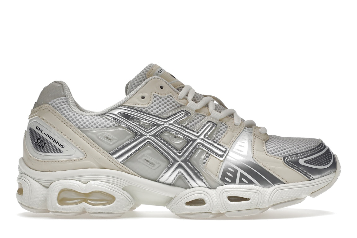 Click to view more detailed imagery on our partner's website Pre-owned Asics Gel-nimbus 9 Wind And Sea White Silver In White/pure Silver