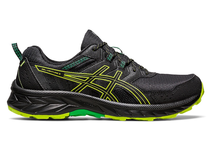 Pre-owned Asics Men's  Gelventure 9 Sneakers In Black/lime Zest