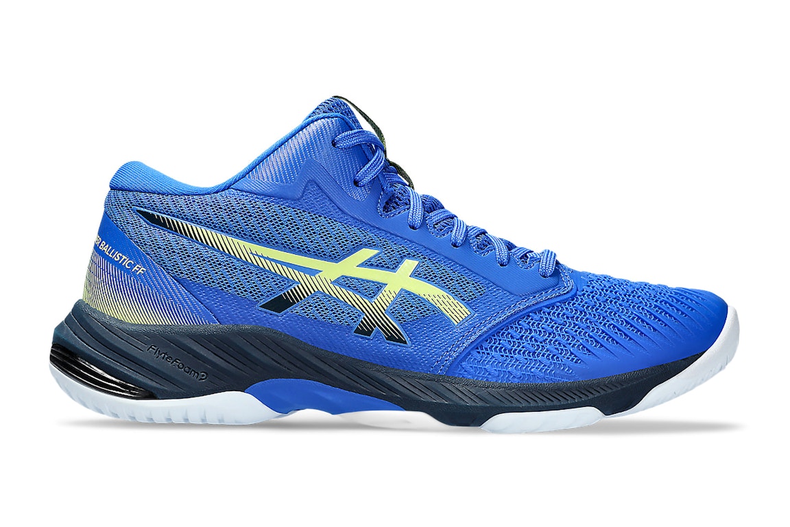 Pre-owned Asics Netburner Ballistic Ff 3 Mt Illusion Blue Glow Yellow In Illusion Blue/glow Yellow