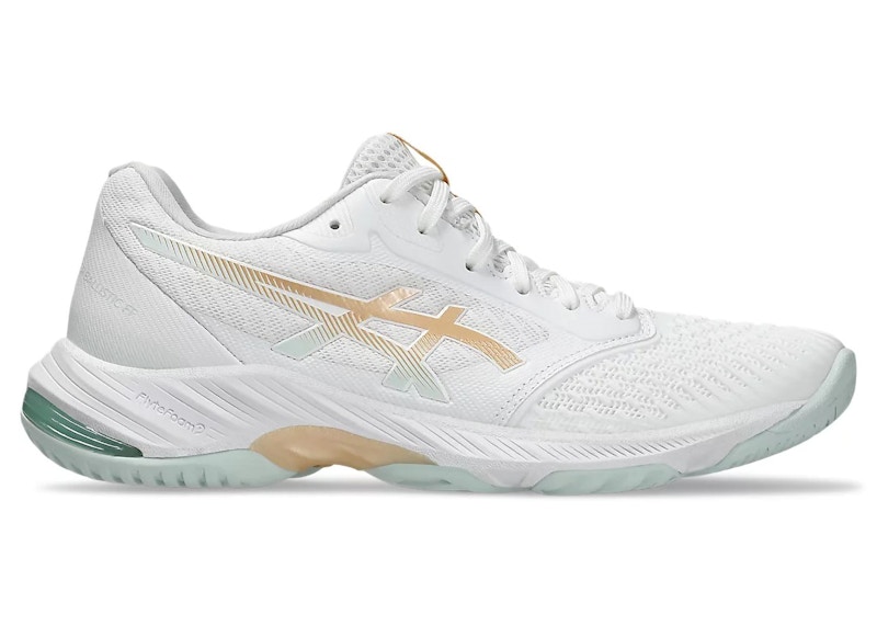 Pre-owned Asics Netburner Ballistic Ff 3 (women's) Sneakers In White/champagne