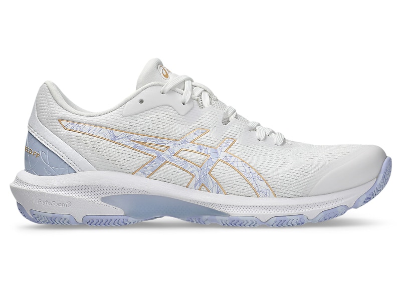 Pre-owned Asics Netburner Shield Ff (women's) Sneakers In White/blue Fade In Multi