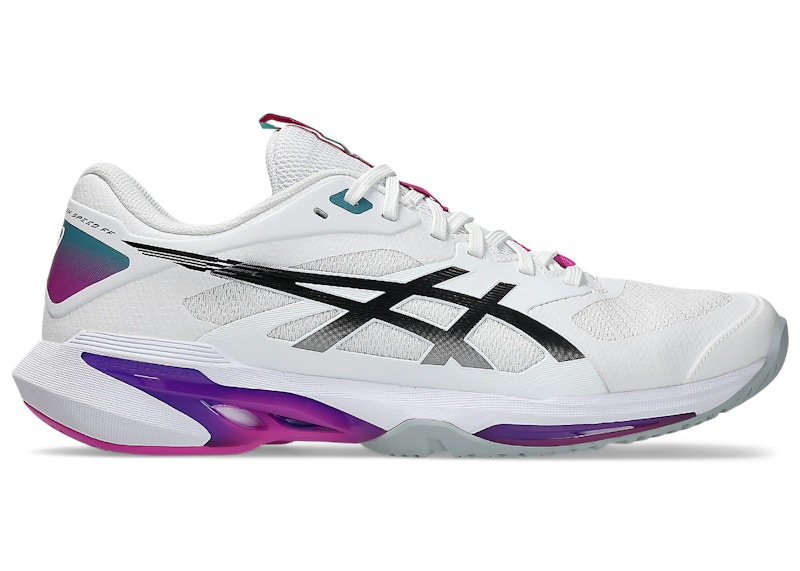 Men's ASICS Solution Speed FF 4 Sneakers in White/Digital Sakura