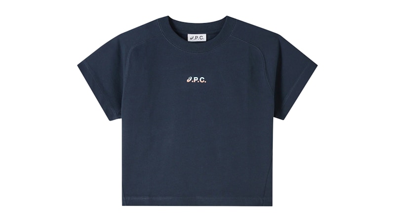 ★A.P.C.★ ネイビー ASICSエディション Tシャツ A.P.C.: ネイビー ASICSエディション Wind Tシャツ | SSENSE 日本