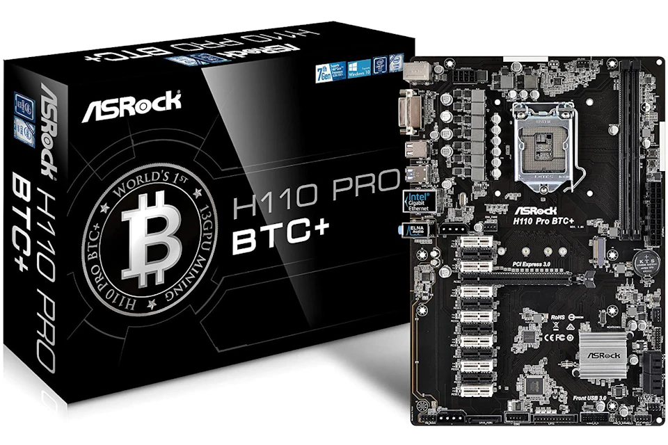 ASRock H110 Pro BTC+ 13GPU Mining Motherboard Cryptocurrency (H110 Pro BTC+)