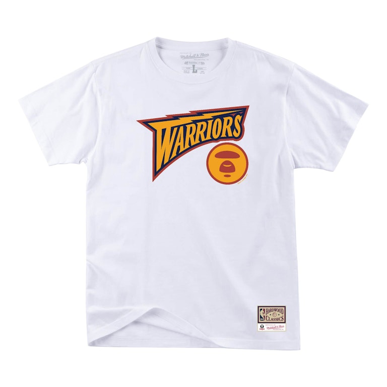 Pre-owned Aape X Mitchell & Ness Golden State Warriors Tee White