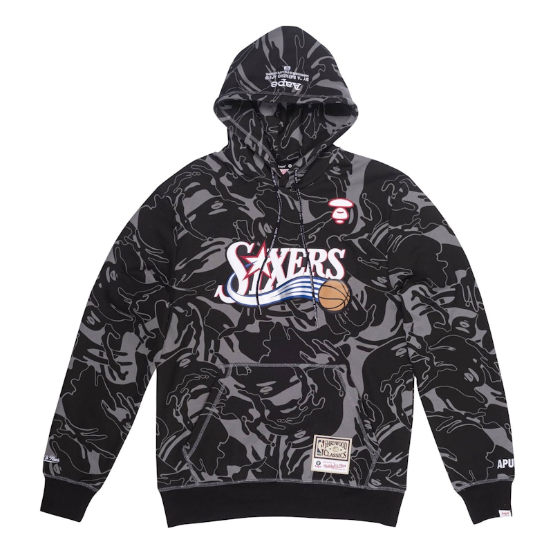 Aape x Mitchell & Ness Philadelphia 76ers Hoodie Black Men's