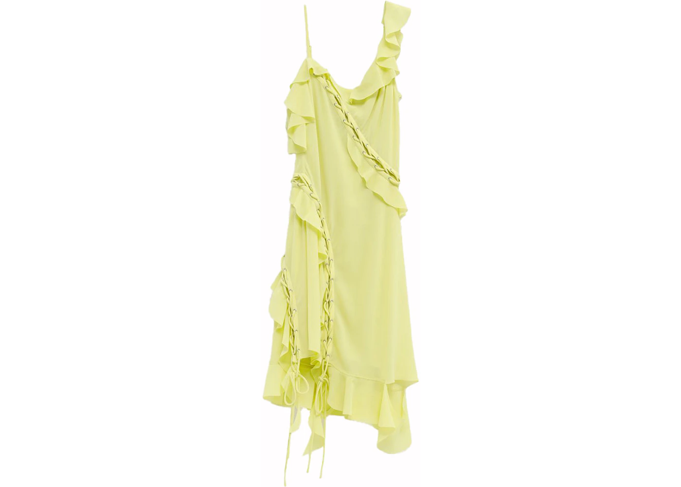 Acne Studios Asymmetric Ruffle Dress Acid Yellow Cyi - SS24 - US Acne Studios Asymmetric Ruffle Dress Acid Yellow Cyi - SS24 - US