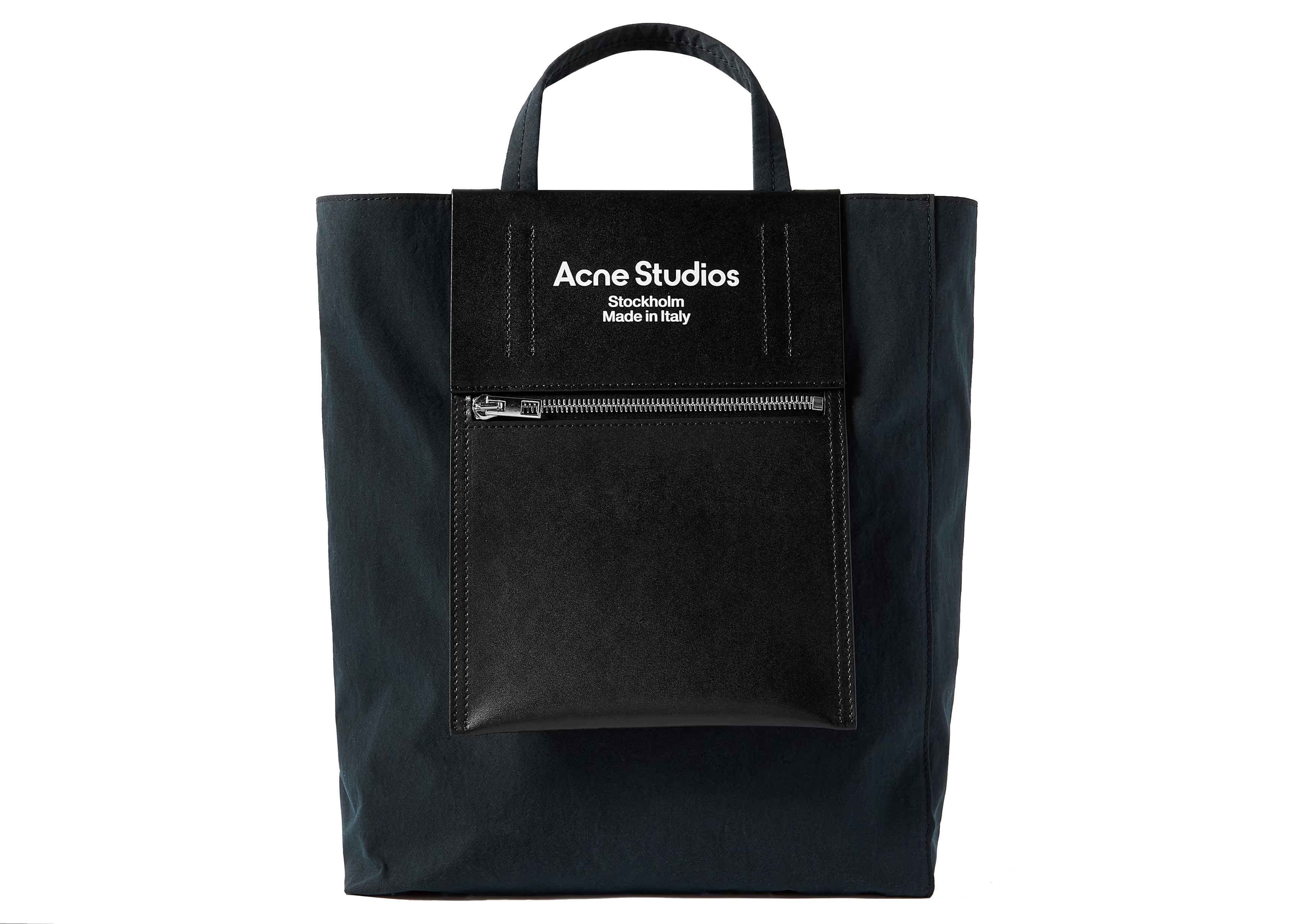 Acne Studios Baker Out Logo Print Tote Bag Black in Leather/Nylon - JP