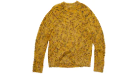 Acne Studios Brushed Hairy Woolly Fabric Crewneck Jumper Mustard Yellow/White