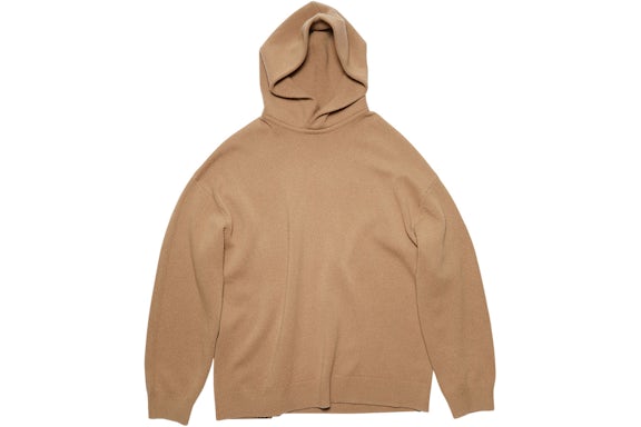 Acne Studios Cashmere Wool Relaxed Fit Hooded Jumper Light Brown