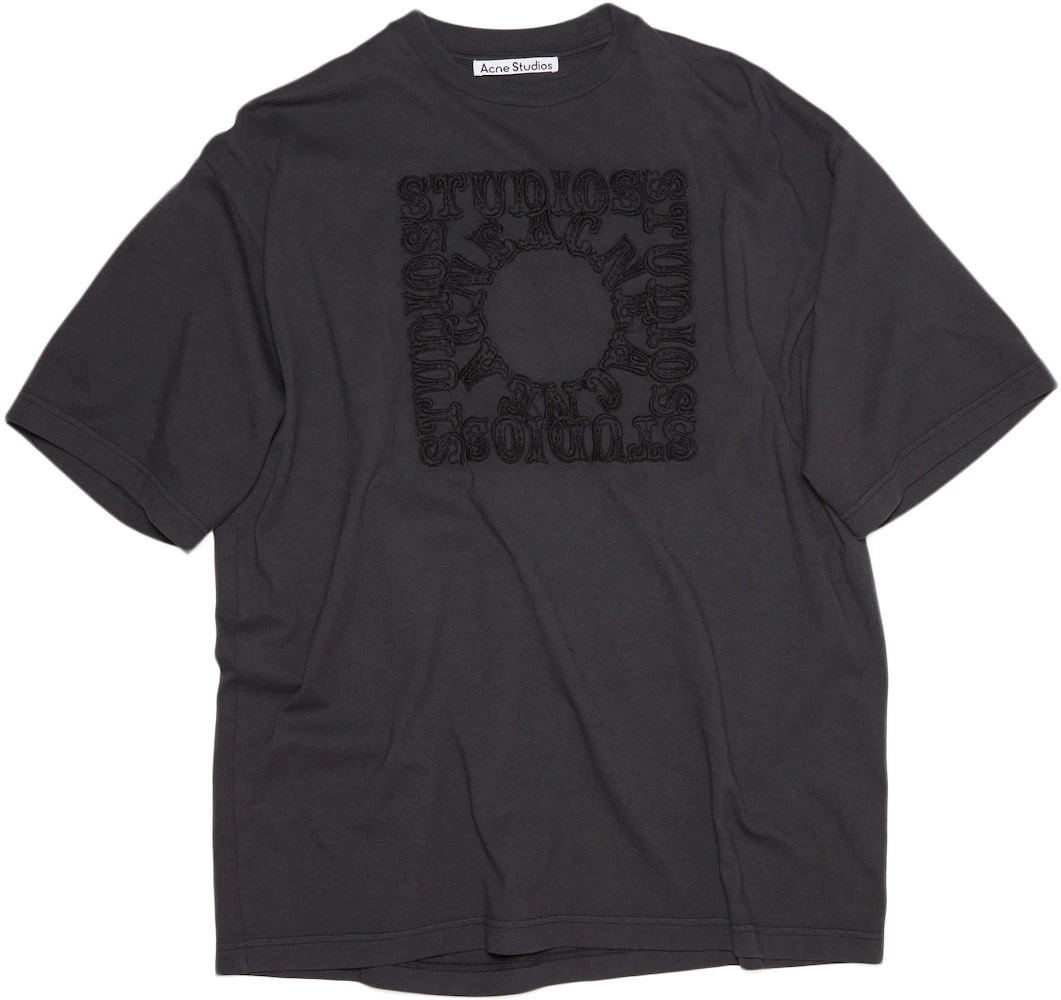 Acne Studios Circus Embroidered Crewneck T-shirt Faded Black Men's - US