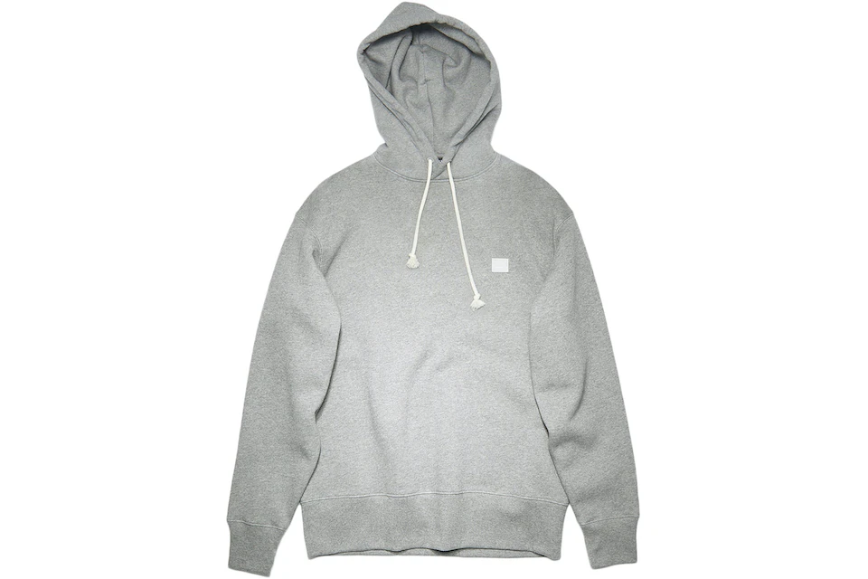 Acne Studios Face Patch Logo Hooded Sweatshirt Light Grey Melange