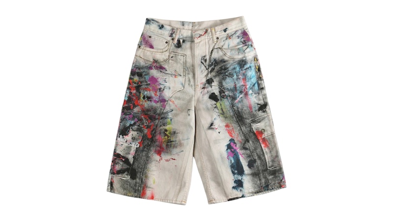 Pre-owned Acne Studios Men's Graffiti Shortsin Aol White