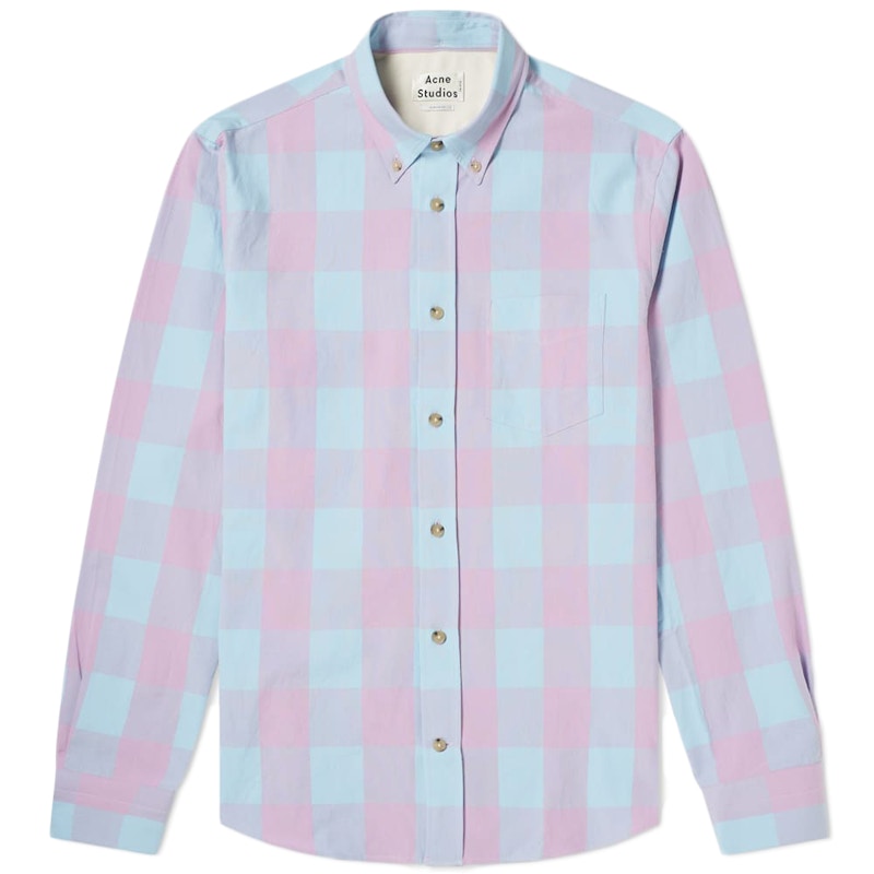 Acne Studios Isherwood Rustic Check Shirt Lilac/Blue Men's - US