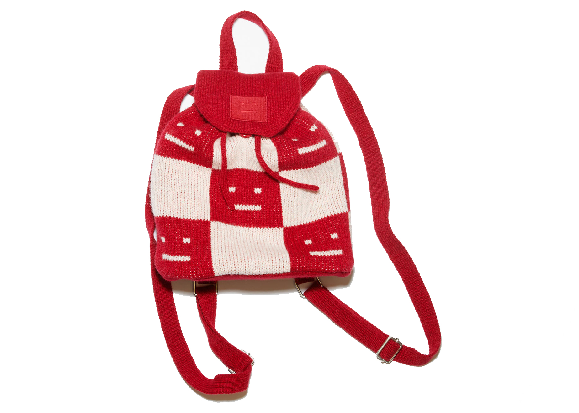 Acne Studios Knitted Face Backpack Deep Red in Wool - US