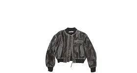 Acne Studios Leather Bomber Jacket Black
