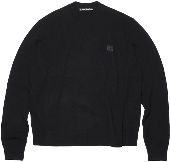 Acne Studios Lightweight Wool Face Patch Crewneck Sweater Black Men's - US