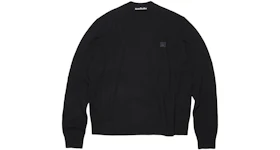 Acne Studios Lightweight Wool Face Patch Crewneck Sweater Black