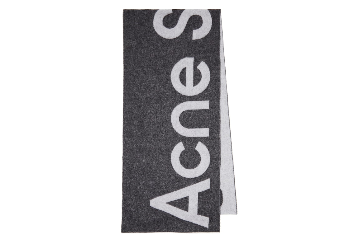 Pre-owned Acne Studios Logo Jacquard Scarf Black/light Grey