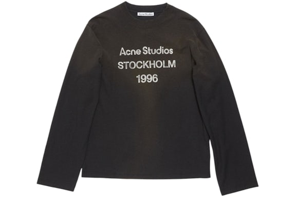 Acne Studios Logo Maglietta a maniche lunghe Nero sbiadito