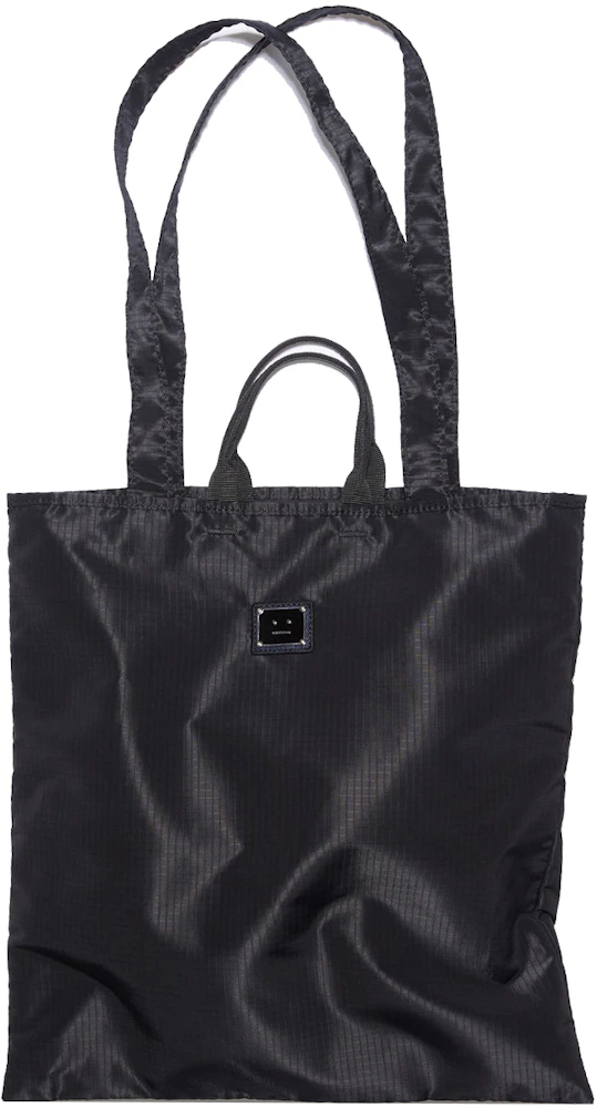 Acne Studios Logo Plaque Tote Bag Black in Recycled Polyester - US
