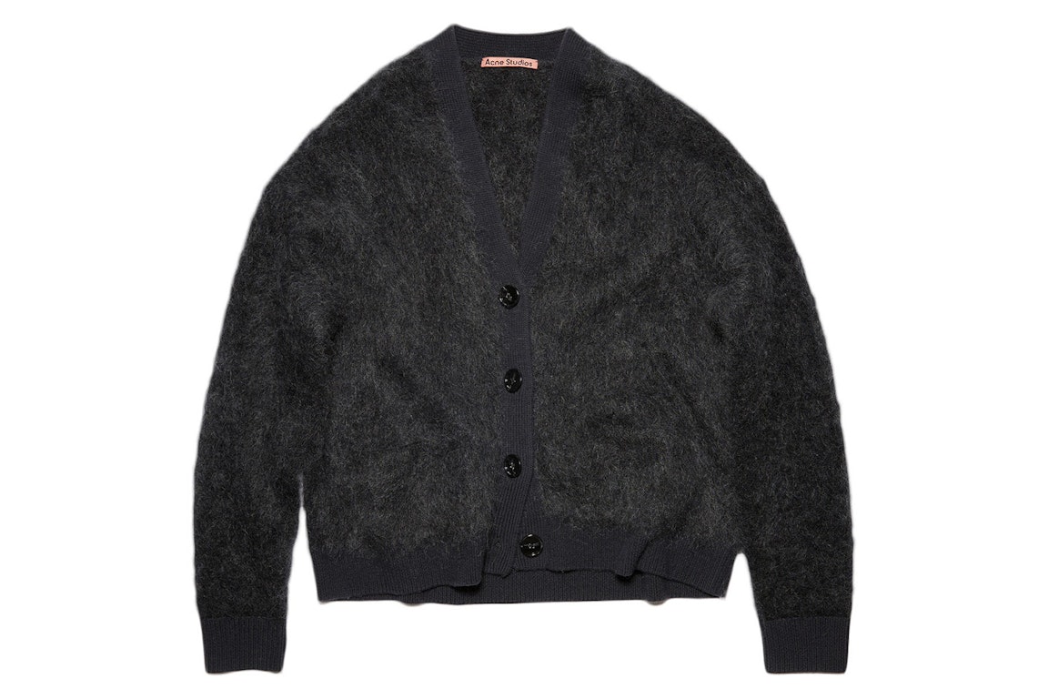 Pre-owned Acne Studios Mohair Fluffy Wool Cardigan Anthracite Grey
