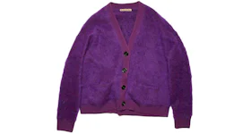 Acne Studios Mohair Fluffy Wool Cardigan Violet Purple
