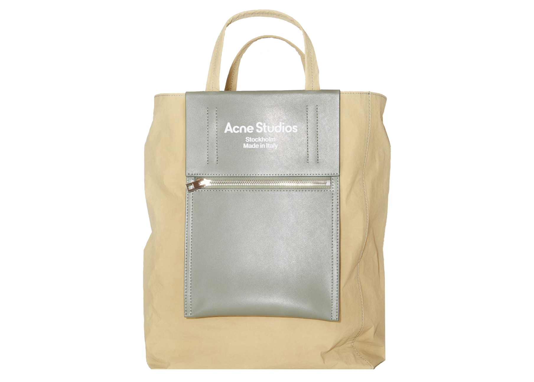 Acne Studios Papery Nylon Tote Bag Olive Green - FW22 - US