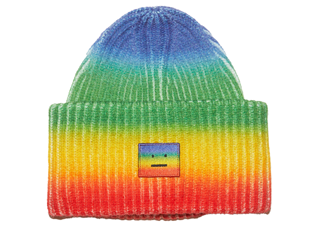 Acne Studios Rainbow Knit Beanie Hat Coral Red/Green - SS22 - US