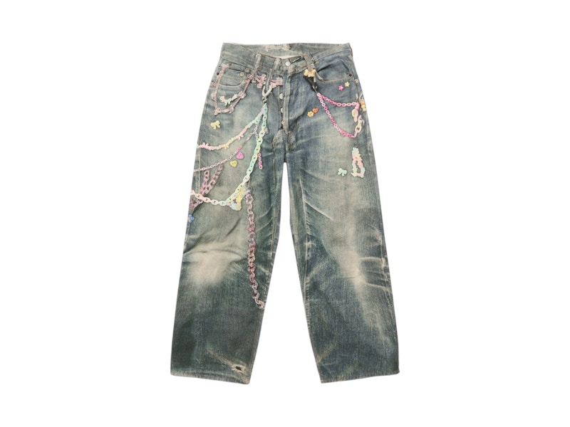 Acne Studios Vintage Chain Detail Loose Jeans Blue Men's - SS25 - GB