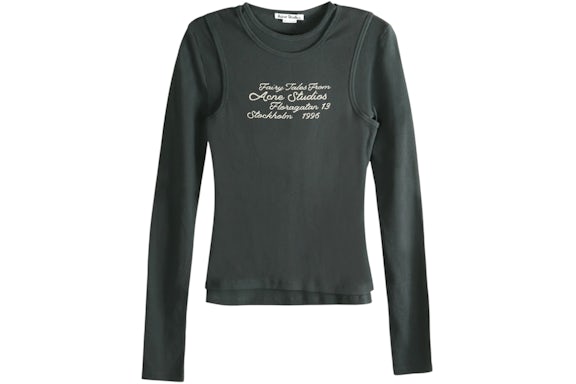 T-shirt à logo superposé Acne Studios pour femmes, noir