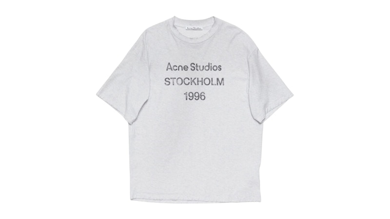 Tシャツ・カットソー Acne Studios Pale Grey Melange Cotton T-Shirt With Logo Acne Studios - Logo t-shirt - Relaxed unisex fit - Pale Grey