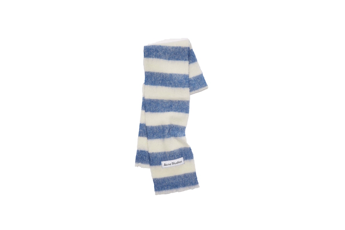 Pre-owned Acne Studios Wool-blend Stripe Scarf Blue/white
