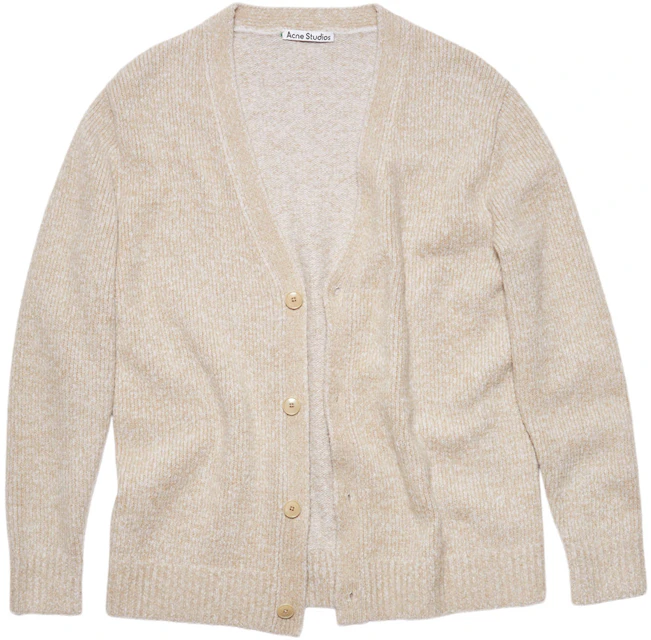 Acne Studios Wool-Blend V-Neck Button-Up Cardigan Light Taupe - FW22 - ES