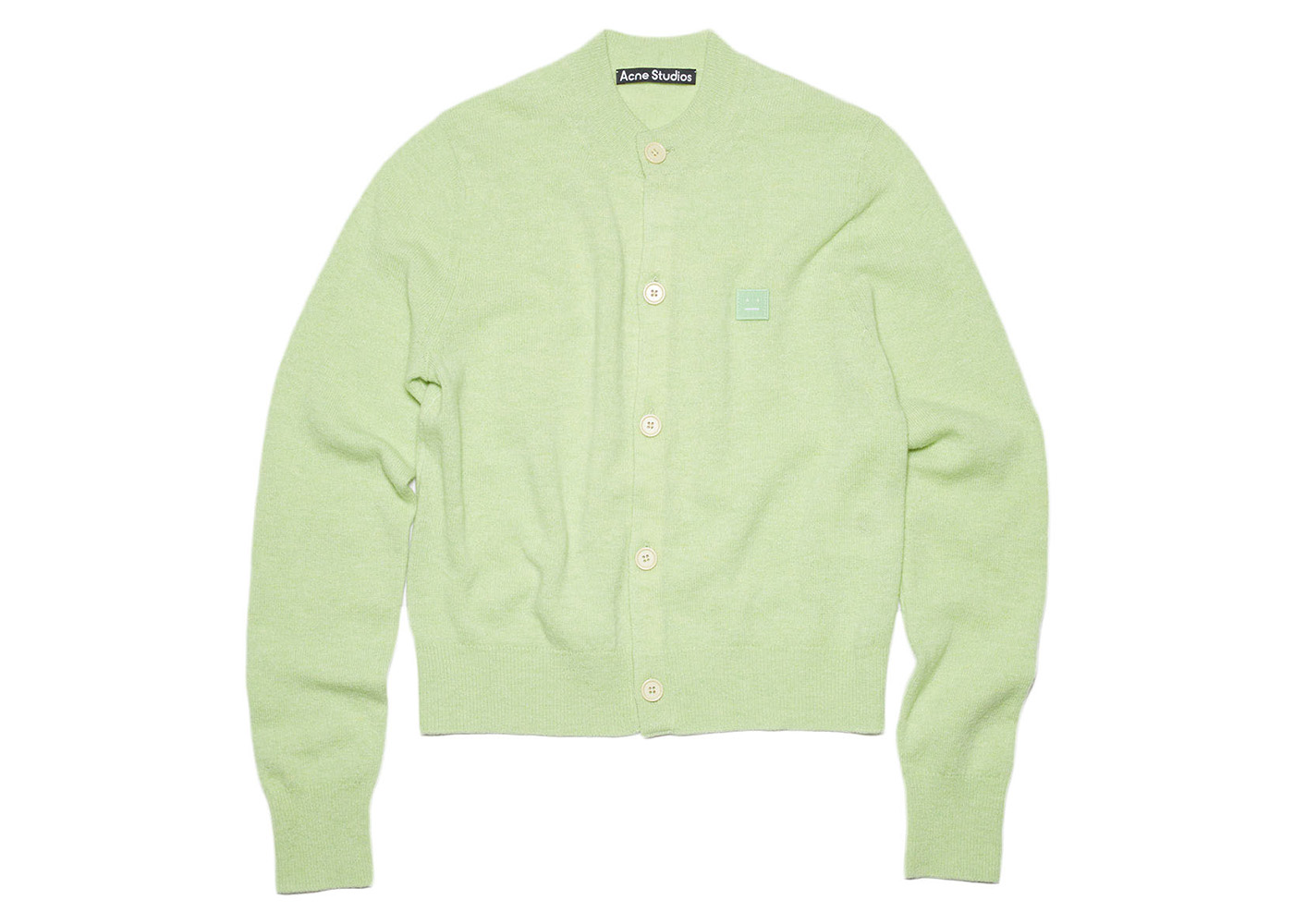 Acne Studios Wool Crewneck Cardigan Pale Green Melange Men's ...