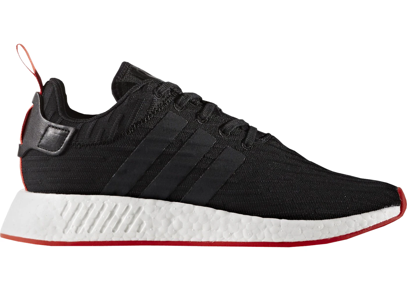 adidas NMD R2 Core Black Red Two Toned Men s BA7252 US