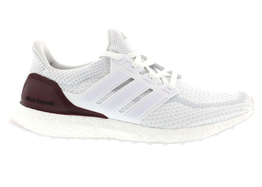 white and maroon ultra boost