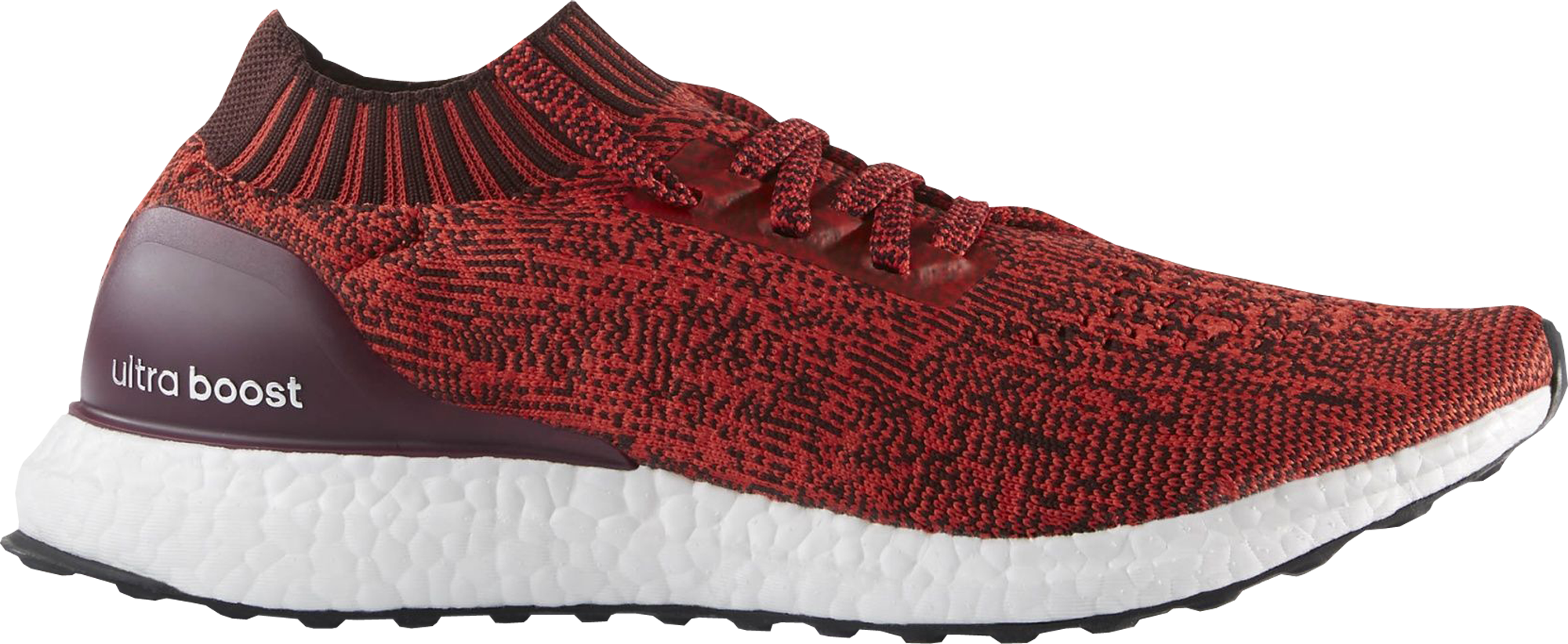 ultra boost uncaged mystery red on feet