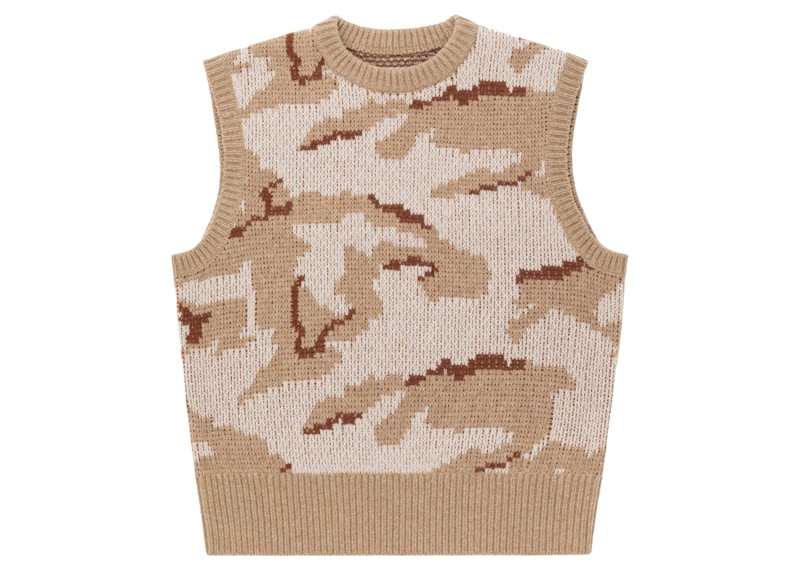 Aime Leon Dore Camo Knit Crewneck Vest Tan Men's - FW22 - US