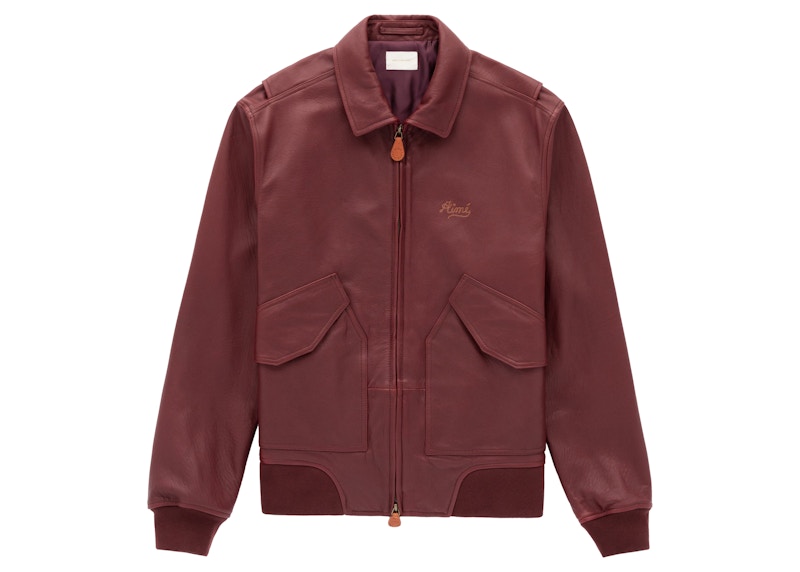 Aime Leon Dore Chainstitch Leather Bomber Jacket Brown Men's 