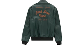Aime Leon Dore Chainstitch Leather Bomber Jacket Green