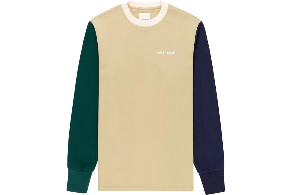 Aime Leon Dore Colorblock Longsleeve T-Shirt Tan/Navy/Green