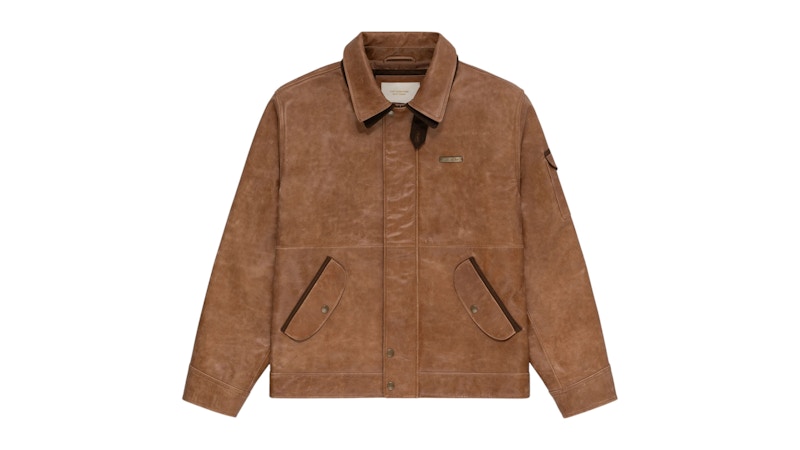 Pre-owned Aimé Leon Dore Men's Aime Leon Dore Leather Aviator Jacket In Brown