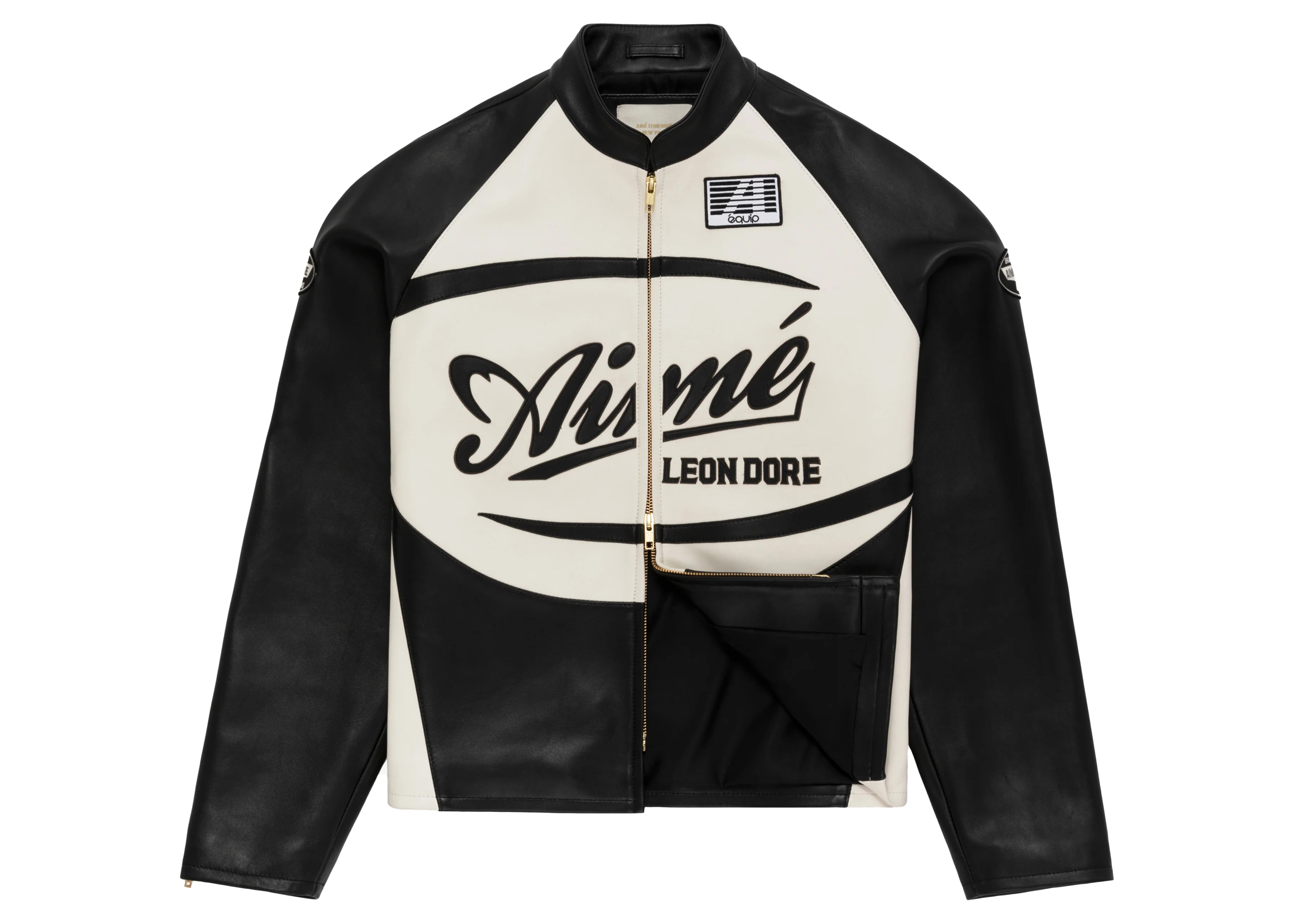 Aime Leon Dore Leather Café Racer Jacket Black/White