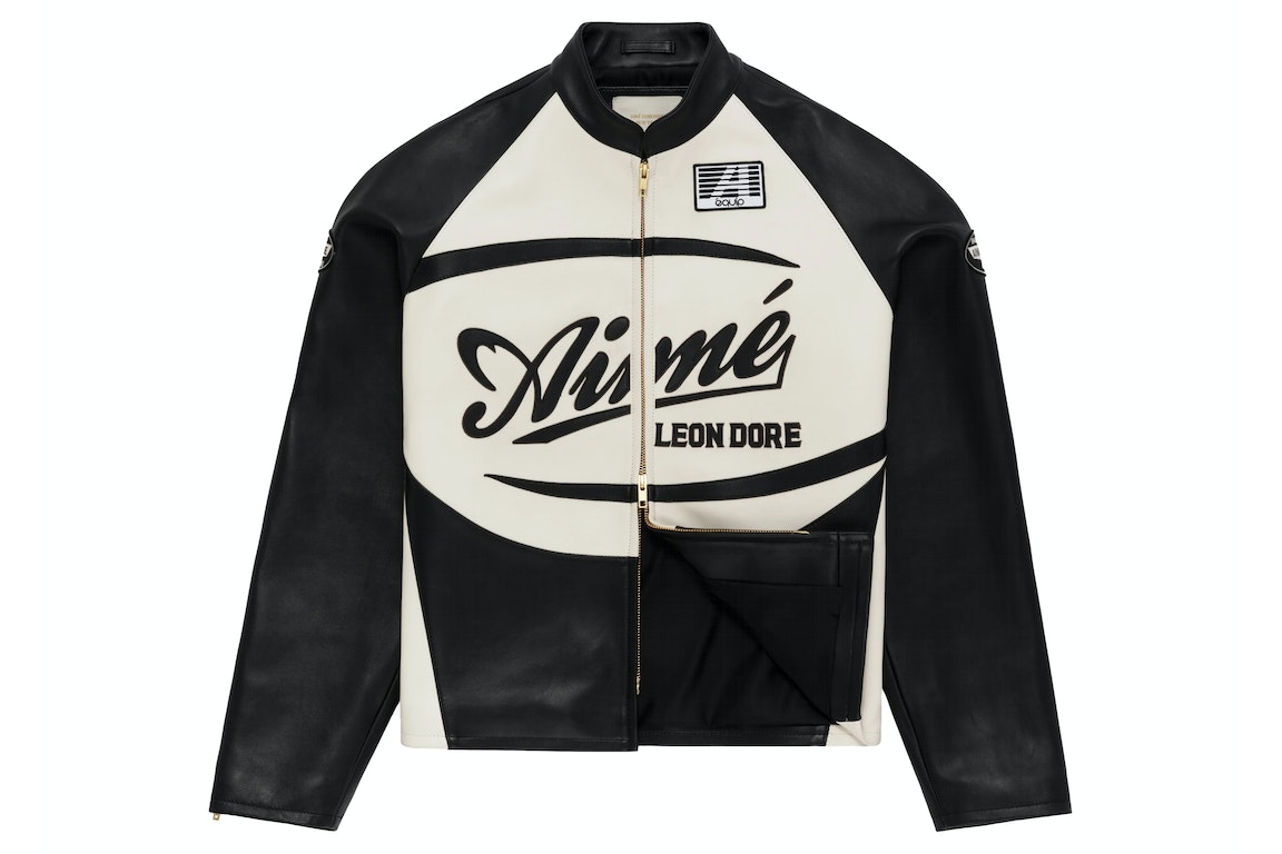 Pre-owned Aimé Leon Dore Aime Leon Dore Leather Café Racer Jacket Black/white